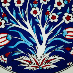 Handmade Tree Patterned Tile Dinner Plate , 10.6 x 1.5 inch - Thumbnail