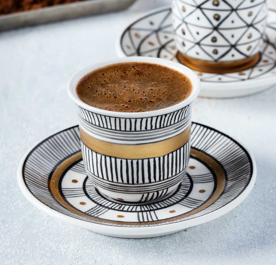 Handmade Water Patterned Coffee Cup With Saucer