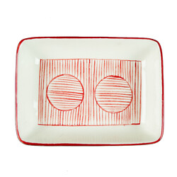 Handmade Water Patterned Red Snacks Plate , 7.4 x 5.5 x 1.5 inch - Thumbnail
