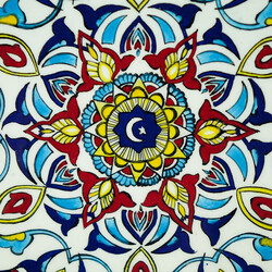 Handmade White Gourmeturca Tile Dinner Plate , 10.6 x 1.1 inch - Thumbnail