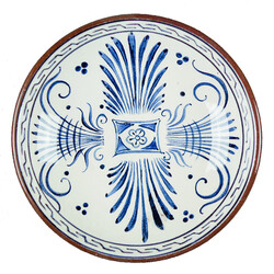 Handmade white Patterned Tile Bowl , 16.6 x 1.9 inch - Thumbnail