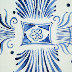 Handmade white Patterned Tile Bowl , 16.6 x 1.9 inch - Thumbnail