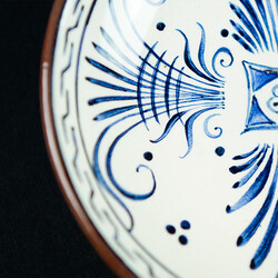 Handmade white Patterned Tile Bowl , 16.6 x 1.9 inch - Thumbnail