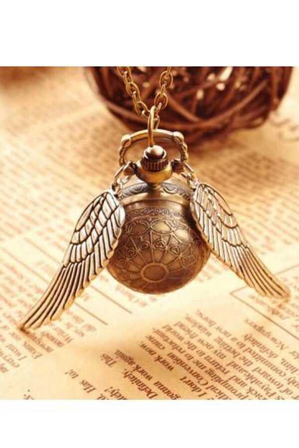 Harry Potter Snitch Wing Clock Necklace
