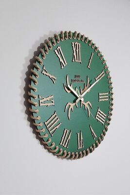 Khaki Green Wooden Straw Thread Wall Clock 50 Cm/innovator Series SAAT112 - 1