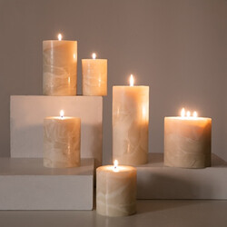 Marble Collection Latte Pillar Candle Oud & Amber 10x10 cm - Thumbnail
