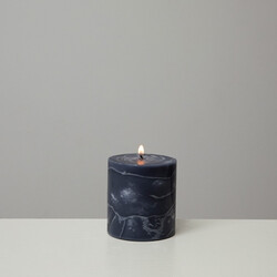 Marble Collection Navy Blue Pillar Candle Oud & Amber 10x10 cm - Thumbnail