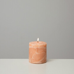 Marble Collection Orange Pillar Candle Oud & Amber 10x10 cm - Thumbnail