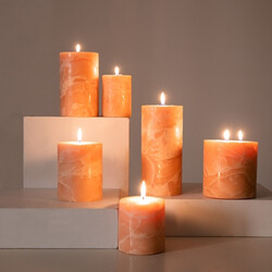 Marble Collection Orange Pillar Candle Oud & Amber 10x10 cm - Thumbnail