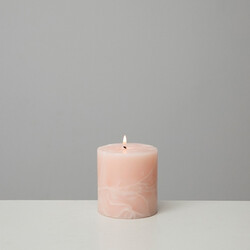 Marble Collection Pink Pillar Candle Oud & Amber 10x10 cm - Thumbnail
