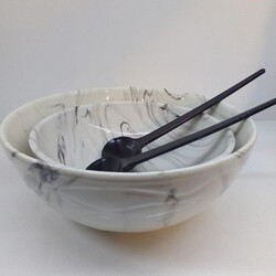 Marble Pattern Round Salad Bowl , Set of 2 - Thumbnail
