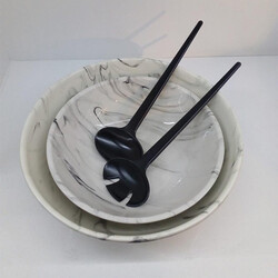 Marble Pattern Round Salad Bowl , Set of 2 - Thumbnail
