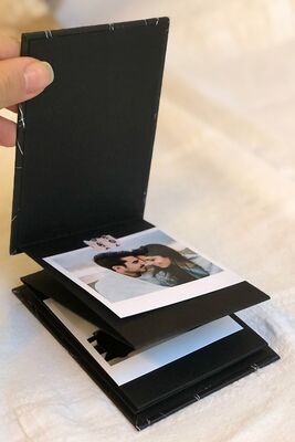 Marble Patterned Special Design Mini Black Page Album And Memories Book EVB6395MR - 1