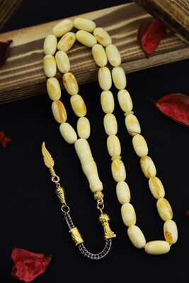 Mens Moire Powder Amber Rosary - 1
