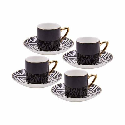 Monochrome Coffee Cup Set, 8 pieces - 1