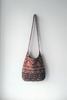 Multi Color Ethnic Rug Pattern Fabric Handmade Women Shoulder Bag - 1