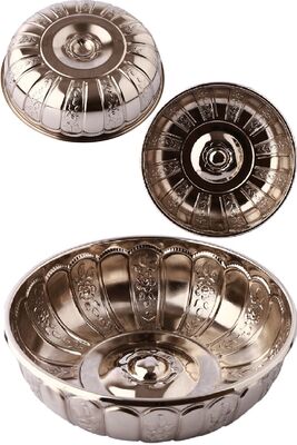 Nostalgic Ottoman Dynasty Iron Bath Bowl Silver Color 20 Cm BTS6199498 - 1