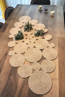 Olva Straw Jute Living Room Kitchen Table Cloth / Runner / Ranır 90x40cm HMVROVL - 1