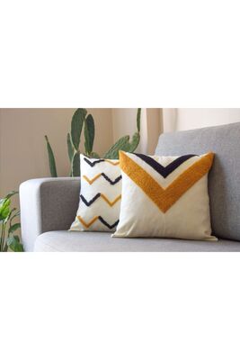 One Way Punch Embroidered Throw Pillow Cover Set of 2-Inner Pillow NWY - 1