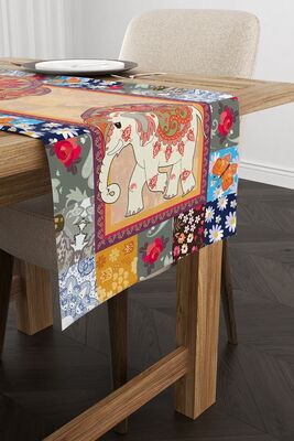 Orange Ethnic Elephant Figured Digital Printed Runner - Otyk452-rn Shopkeeper OTYK452-RN - 1