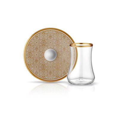 Ottoman Gold Dervish Tea Cups Set , 6 pieces - 1