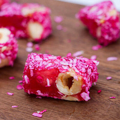 Rose Flavored Turkish Delight with Hazelnut , 16 Pieces - 1