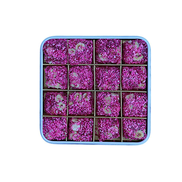 Rose Flavored Turkish Delight with Hazelnut , 16 Pieces