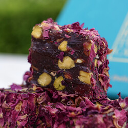 Rose Petals Coated Turkish Delight with Pistachio , 12.35oz - 350g - Thumbnail