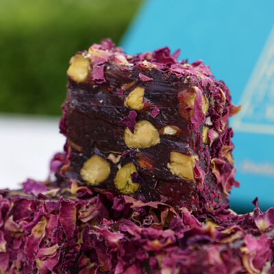 Rose Petals Coated Turkish Delight with Pistachio , 12.35oz - 350g - 1