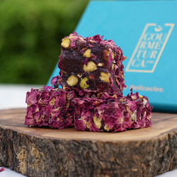 Rose Petals Coated Turkish Delight with Pistachio , 12.35oz - 350g - Thumbnail