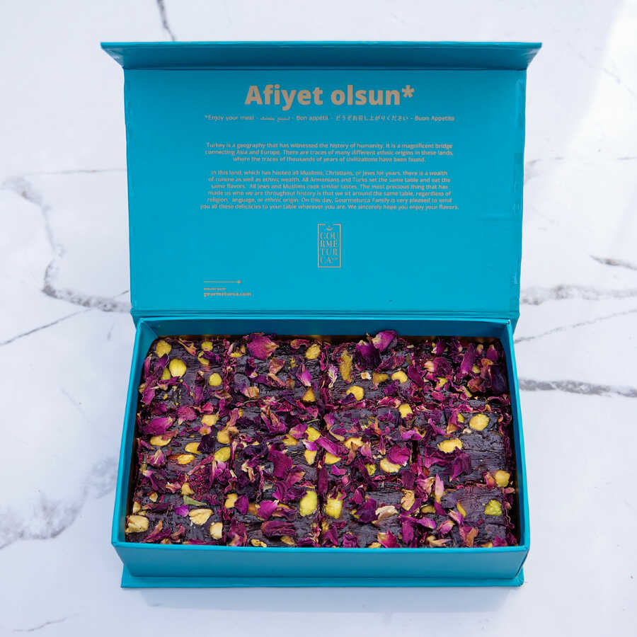 Rose Petals Coated Turkish Delight with Pistachio , 12.35oz - 350g