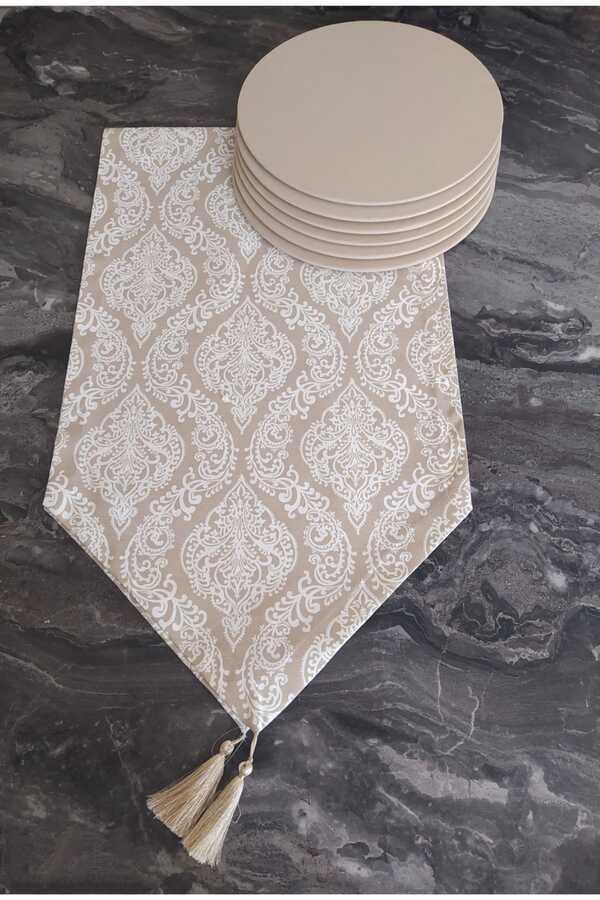 Patterned Runner + 6 Pieces Placemat Cover Set RS204