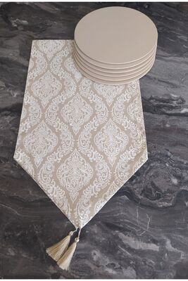 Patterned Runner + 6 Pieces Placemat Cover Set RS204 - 1