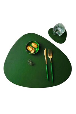 Placemat Leather Khaki Green 12 Pieces AmericGreen12 - 1