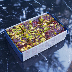 Pomegranate Flavored Turkish Delight with Pistachio , 12.3oz - 350g - Thumbnail