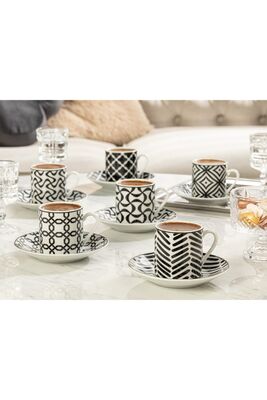 Porcelain Set of 6 Coffee Cups 80 Ml Black - 1