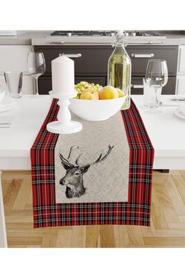 Premium Fabric Special Design New Year Concept Linen Look Plaid Decorative Runner KSDG50455 - 1