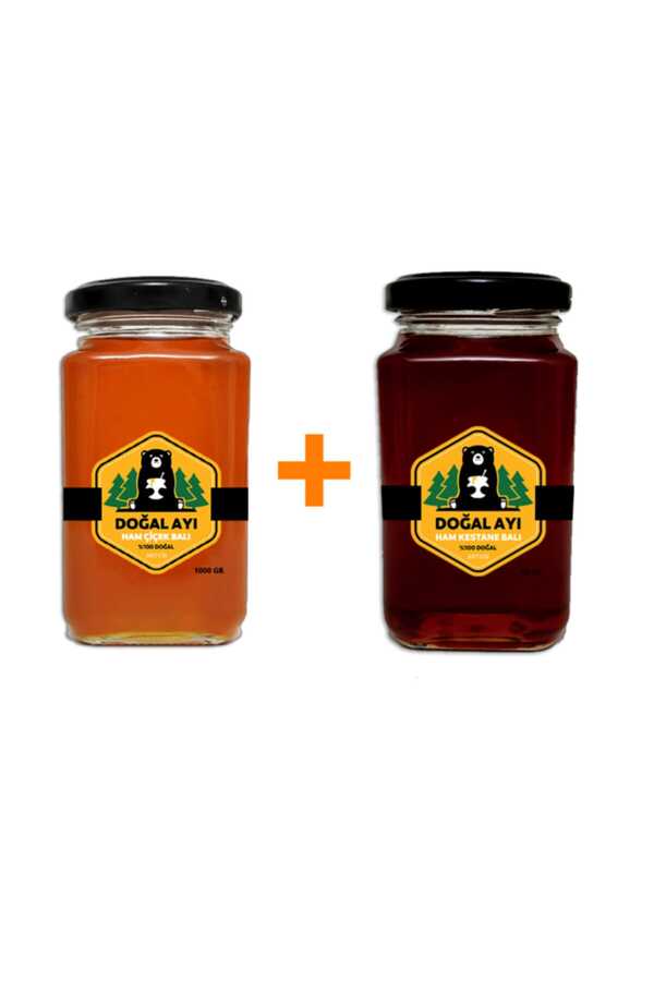 Raw Flower Honey (1 Kg) + Raw Chestnut Honey (300 Gr) Artvin Region