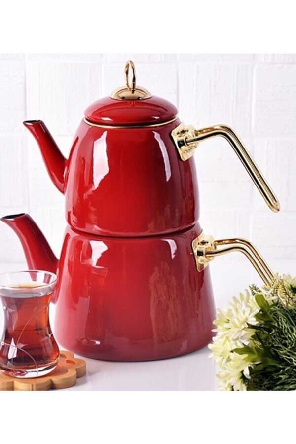 Red Elite Class Enamel Teapot Set
