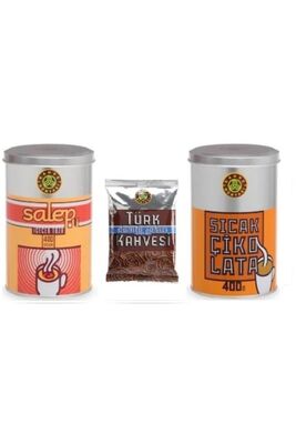 Salep And Hot Chocolate 400 Gr Trial Pack 100 Gr Turkish Coffee With Gum Drops KDSC+SL+DSTK - 1