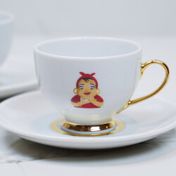 Set of 2 Turkish Coffee Cups - Handmade Pistachio Baklava , 12 pieces - 1.1lb - 500g - Thumbnail