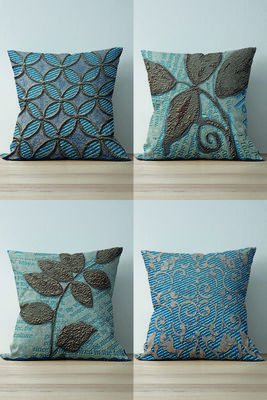 Set of 4 Double-Sided Special Design Suede Pillow and Throw Pillow Cover NshSuetSet320 - 1