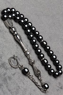 Shiny Gray Sphere Cut Hematite Stone Natural Stone Rosary - 1