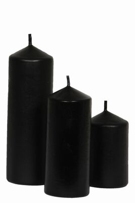 Black Cylinder Candle 3Lu Set Powder Fragrant - 1