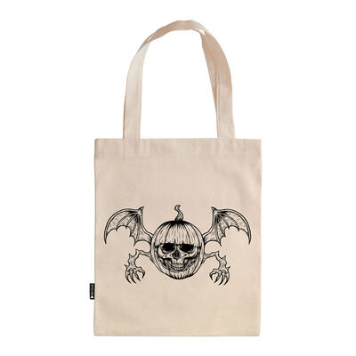 Skull Pumpkin Bat Tootbag , 13.7x15.7 Inches - 1