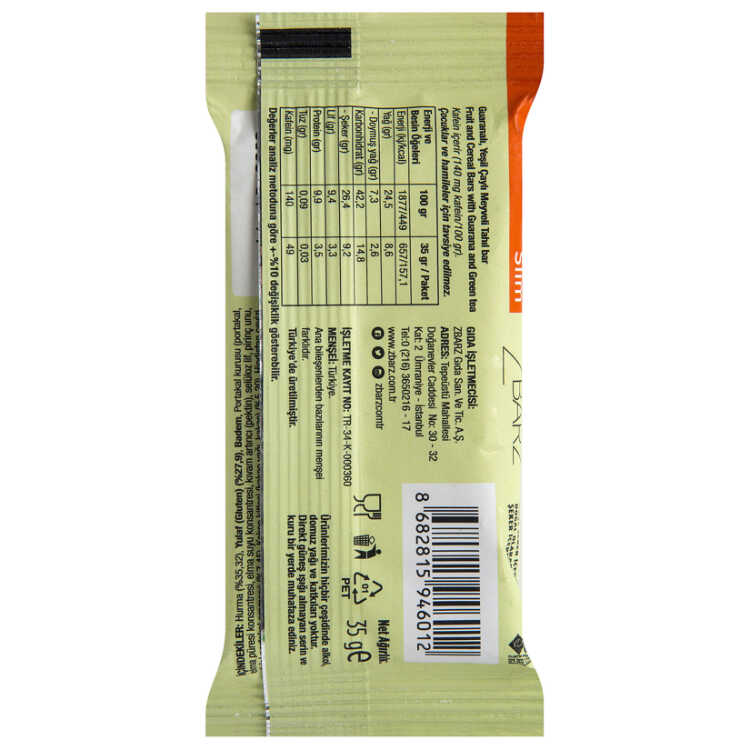 Slim Guarana Orange Bar, 1.23oz - 35g - 2 pack