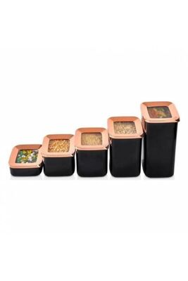 Square Storage Container Black Copper 5 Pcs 1700 Ml+1200 Ml+900 Ml+700 Ml+250 Ml - 1