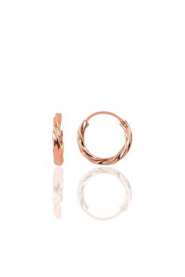 Sterling Silver 14 Mm Mini Twist Hoop Earrings - 1
