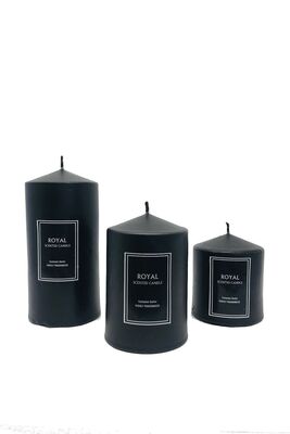 Super Set Black Cylinder Wax Powder Scented 6 Diameter Lengths 6-9-12 Cm RYLSSUPSET - 1