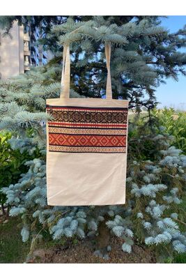 Tote Bag Authentic Kilim Pattern Zippered Fabric Shoulder Bag - 1